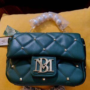 NWT Badgley Mischka Quilted Vegan Leather Pearl Handle Crossbody Bag